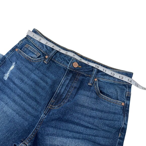 No Boundaries Womens Distressed Flared Jeans Size 5 Medium Wash Denim - Picture 4 of 11